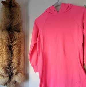 Hot Pink Hooded Sweatshirt Dress